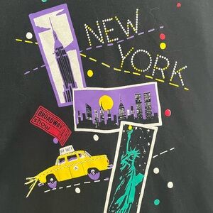 Vintage Single Stitch New York Graphic Tee - Black Medium ,twin towers empire